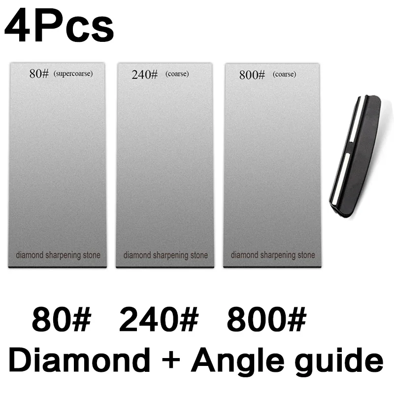 Diamant-Schärfsteine mit Körnung 120/600/1500/3000, Messerschärfer, rutschfeste Basis, Küchenmesser-Schärfwerkzeug-Set, Flockplatte: Dark Grau