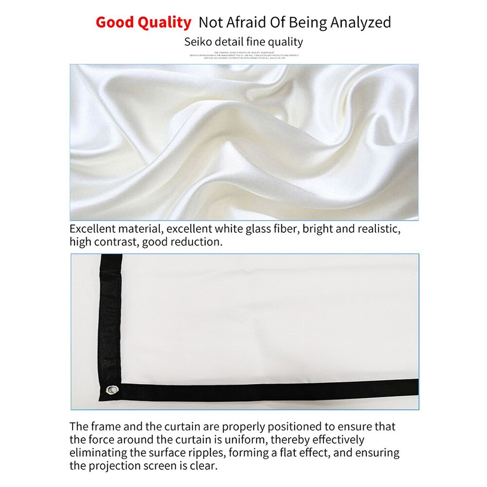Portable Projector Screen Foldable Projection Curtain Projection Screen for Outdoor Camping Movie Open-air Cinema Office Meeting