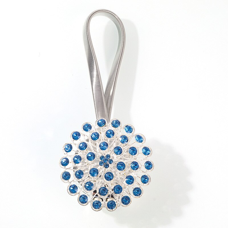 1pcs Flower Shape Rhinestones Magnet Curtain Tieback Magnetic Curtains Buckle Window Screening Ball Clip Holder Home Accessories: G