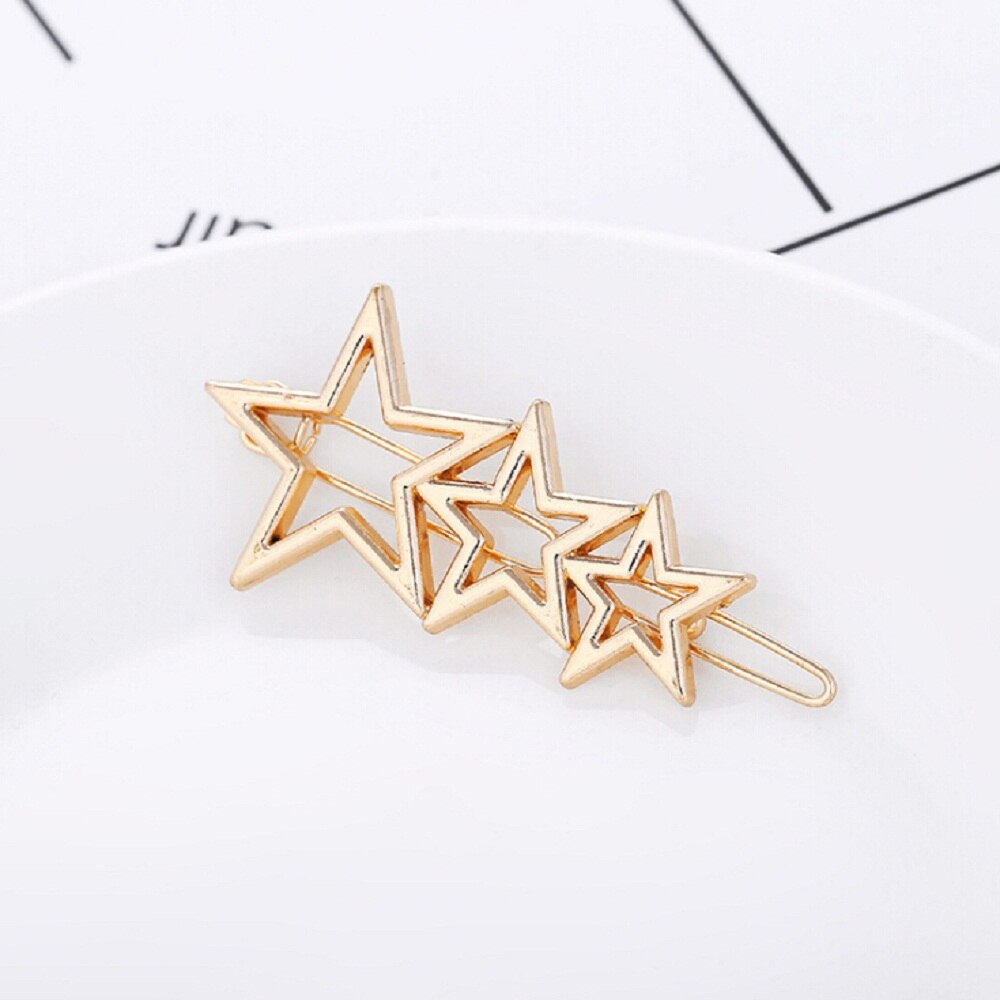femme cheveux accessoires pince à cheveux épingle métal géométrique alliage bandeau lune cercle Hairgrip Barrette filles support: 03