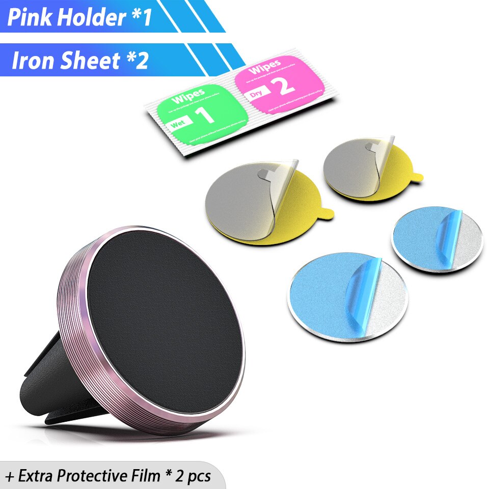 Car Phone Holder Magnetic Air Vent Mount Mobile Smartphone Stand Magnet Support Cell in Car GPS For iPhone XS Max Samsung Xiaomi: Pink