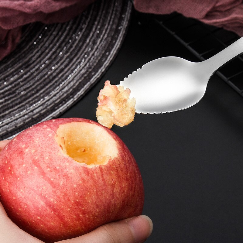 Stainless Steel Grapefruit Scraper Spoon Serrated Sawtooth Edges Long Handle Kitchen EL