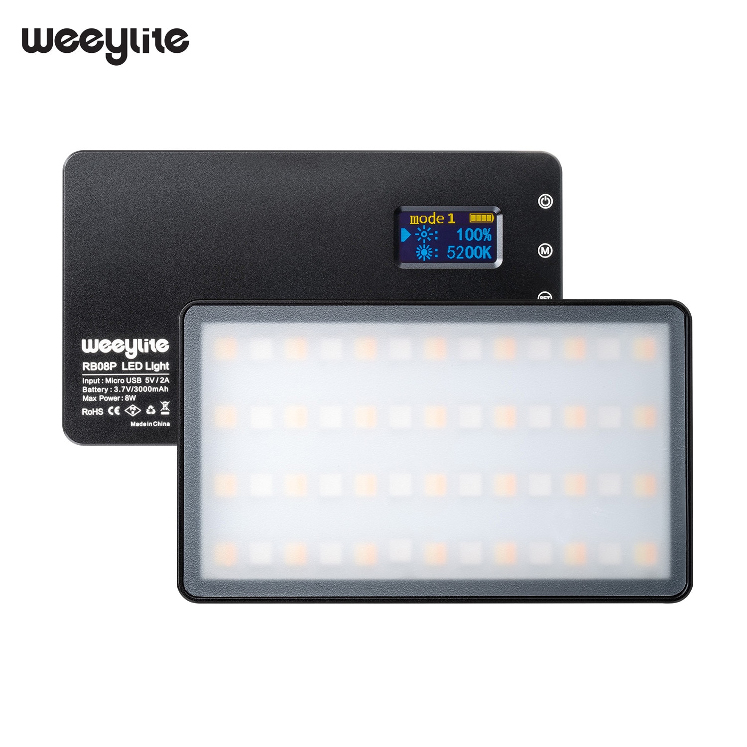 Weeylite RB08P Draagbare Full Color Rgb Led Video Light 2500K-8500K Fotografie Vulling Licht Cri 95 + 8W Voor Studio Fotografie