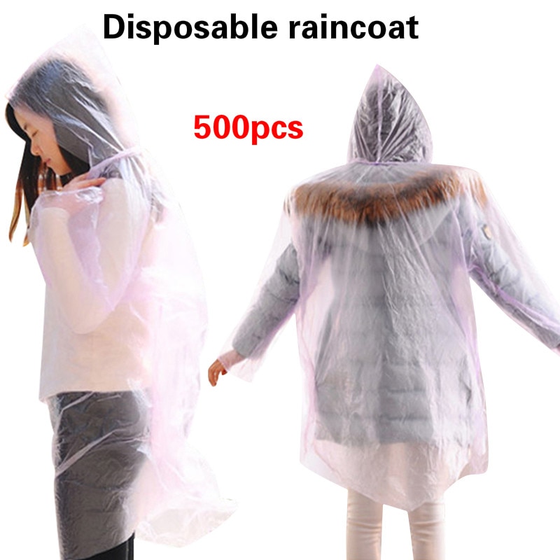 1/50Pcs Wegwerp Regenjas Draagbare Outdoor Wandelen Mountain Travel Thicken Adult Doorzichtige Plastic Regenjas Ultralight