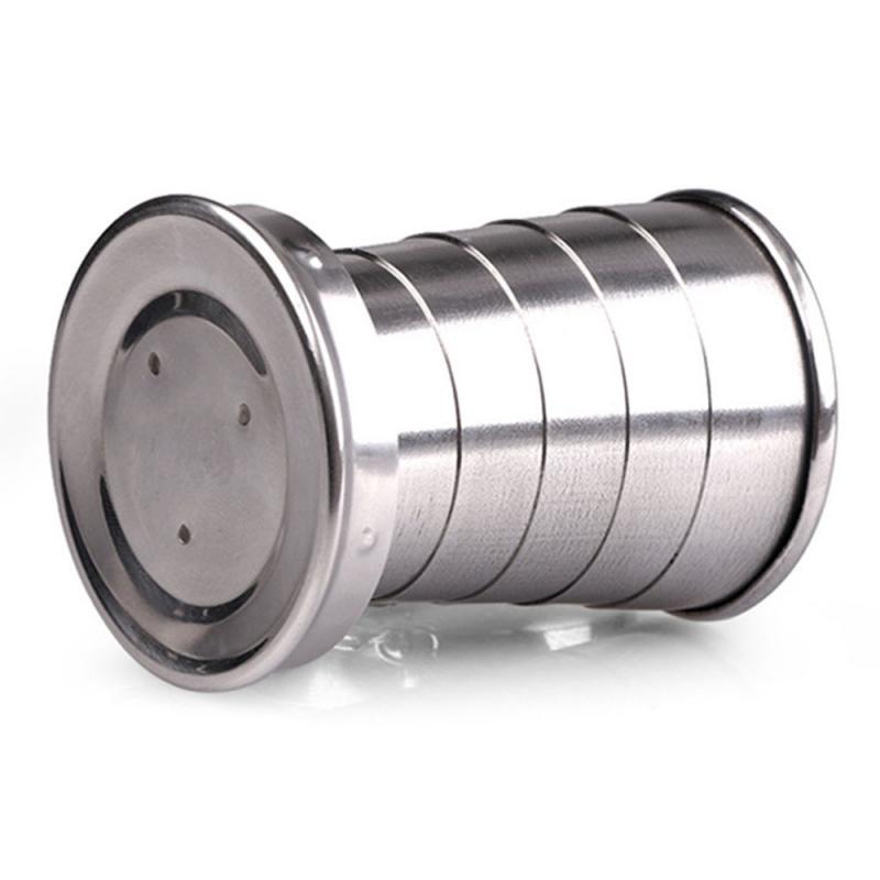 Reise Faltbare Teleskop Tasse Wandern Camping Wasser Kaffee Becher Edelstahl Falten Tasse Tragbare Einziehbare Tassen Mit Deckel