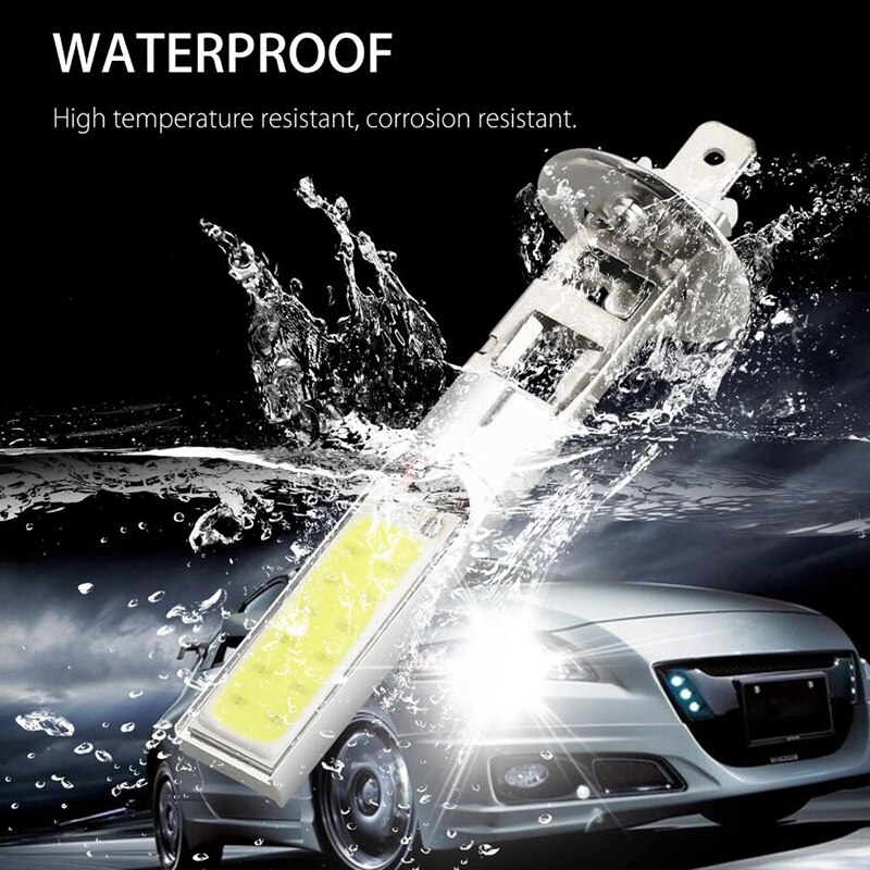 4 stk  h1 led frontlys fjernlys lys cob pærer kjøretøy lampe