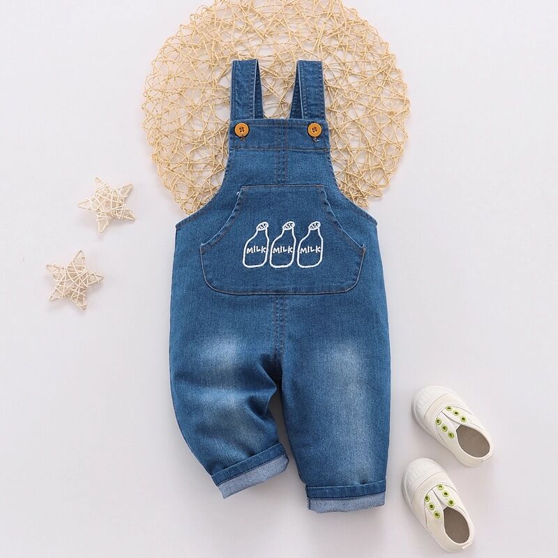 DIIMUU Baby bambini ragazzi vestiti pagliaccetti tute per bambini pantaloni in Denim tute di moda pantaloni a maniche lunghe per bambini Cartoon: 9-12 Months