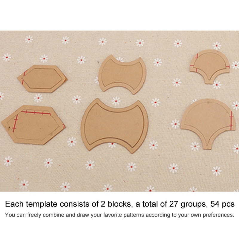 54 sztuk Wykonany ręcznie rękodzieło robić szycia patchworku Quilter zestaw przezroczyste szablony wielokrotnego użytku z tworzywa sztucznego narzędzie robić majsterkowania akcesoria robić szycia