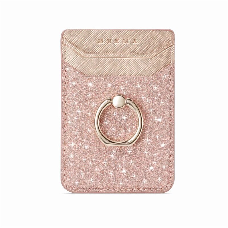 Universal Cellphone Wallet Card Holder Mobile Phone Wallet Credit ID Card Holder Adhesive Pocket Sticker Case Rose Gold /Black: Bling-Rose Gold