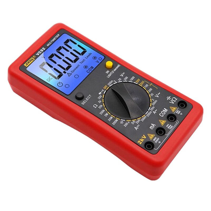 Digital Multimeter with DC AC Voltmeter &amp; Ohm Volt Amp Tester Measures Voltage Current Resistance Meter 2KV High Voltage Q84D