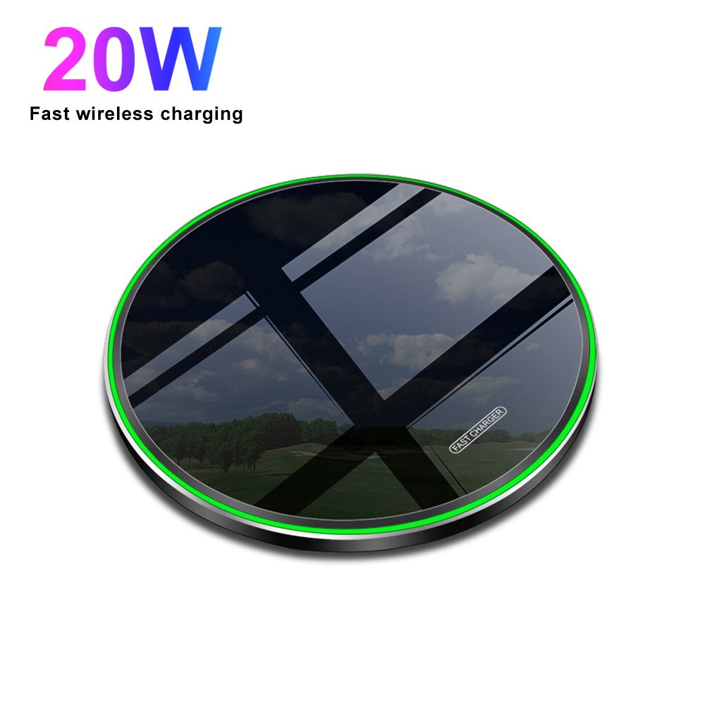 FDGAO-cargador inalámbrico para móvil, cargador inalámbrico rápido de 30W para Samsung S20, S10, Note 20, iPhone 12 Pro Max, 11, 8, X, XS, XR, Xiaomi Mi 10, 9, Huawei Mate 40 Pro: 20W Black