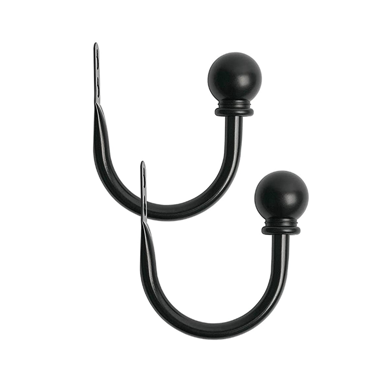 2 Pieces Curtain Frame With Screw Wall-Mounted Curtain Hook Bedroom Living Room Decorative Curtain Holder: black