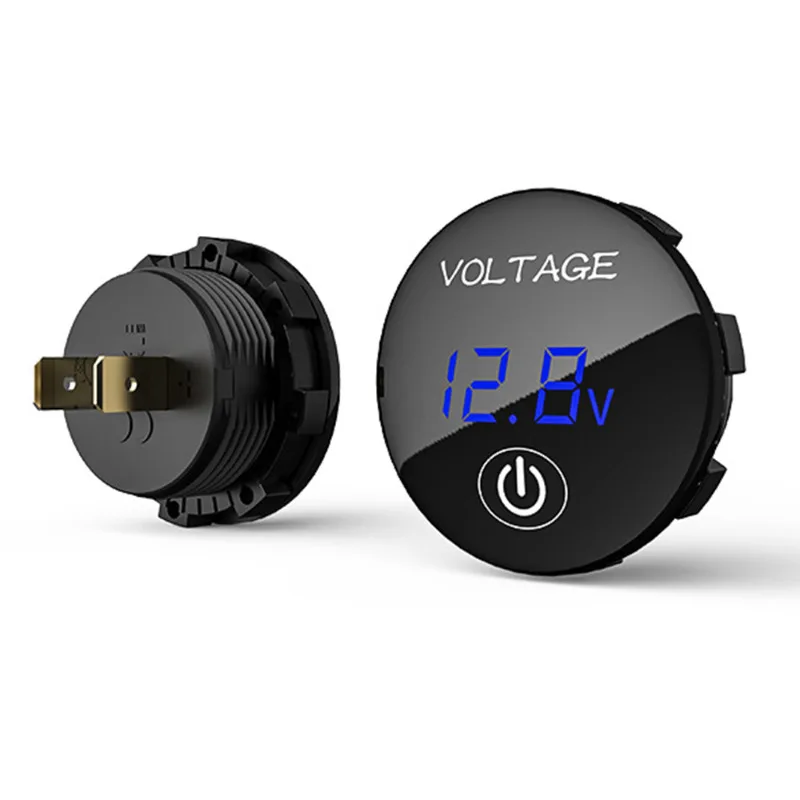 DC 5V-48V Pannello portato Voltmetro digitale Misuratore Capacità batteria Schermo volt con interruttore in poi/spento tattile per auto Barca marino