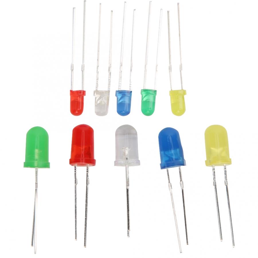 300PCS 3mm 5mm LED Light Emitting Diodes Kit Yellow/Green/Blue/Red/White Bulb Chips for Spotlight Floodlight LED 100w