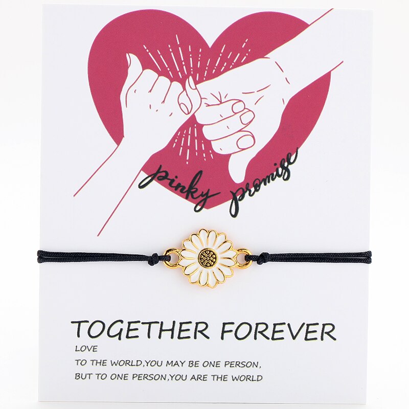 Armbänder für frauen Böhmischen Sonnenblumen Sonne Blume Gänseblümchen Armbinde Legierung Einstellbar Gewebt Karte Armbinde charme armbänder für frauen: Weiß Gänseblümchen Schwarz