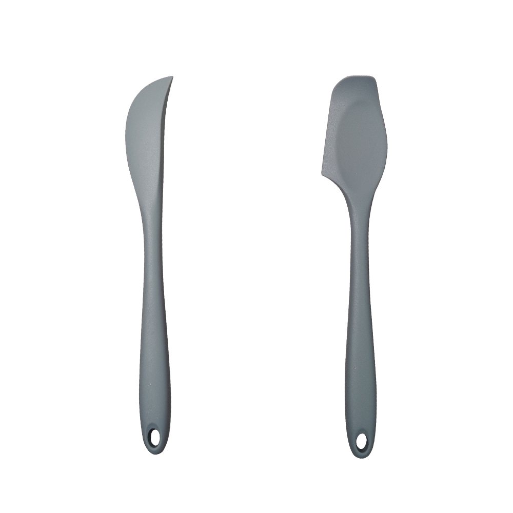 Juego de espátula y cuchillo para mantequilla multiusos de silicona para untar mantequilla, queso, mantequilla de maní, mermelada, raspador en forma de media luna: Grey