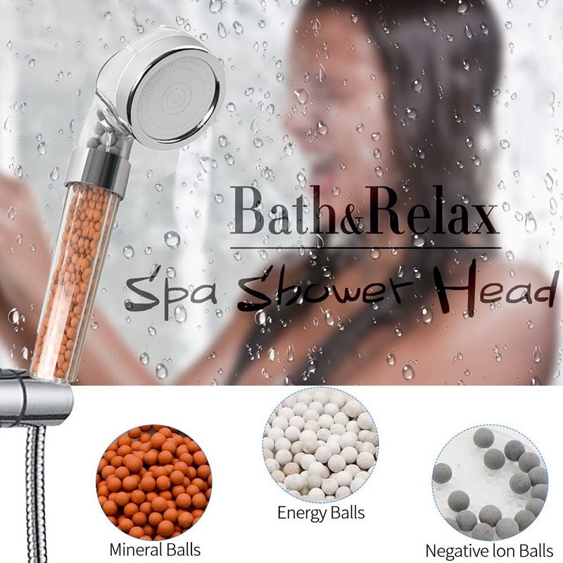 Zhangji spa terapi bruser anion bolde brusehoved vandbesparende nedbør håndholdt bruser dyse højtryk abs bad