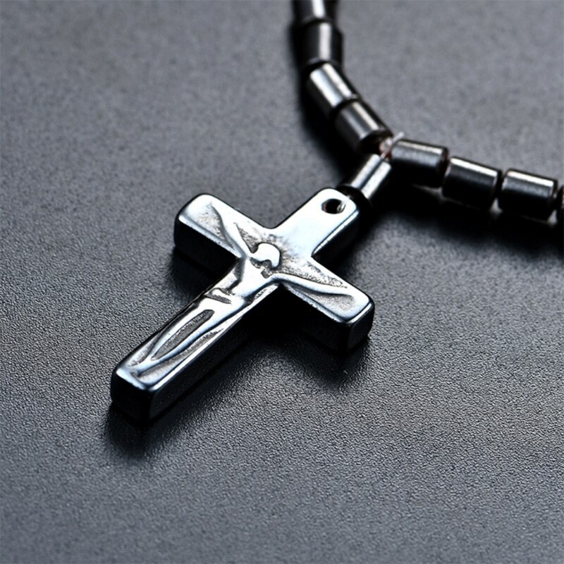 Hematiet Ketting Met Magnetische Therapie Voor Healing Gezondheid Sieraden Cross Hanger