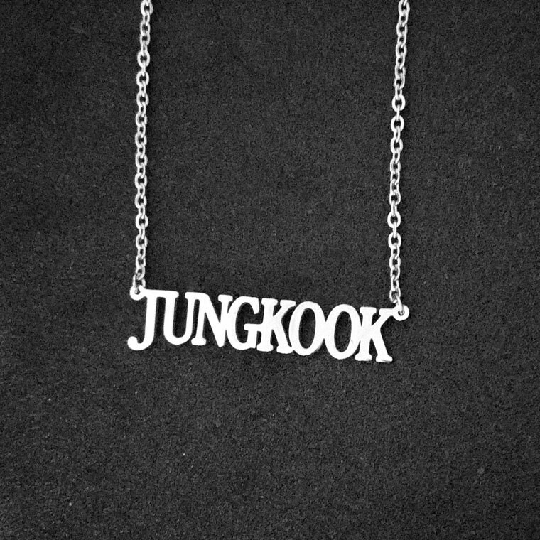 Kpop coreano ejército carta de silicona ajustable pulseras para mujeres niñas niños Punk mano inicial pulsera bisutería de cumpleaños: Necklace Jungkook