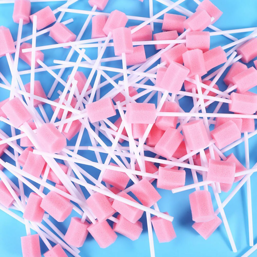 100 Pc Disposable Oral Care Sponge Swab Tooth Cleaning Mouth Swabs Stick Oral Care Sponge Swab Cleaning Tools Supplies