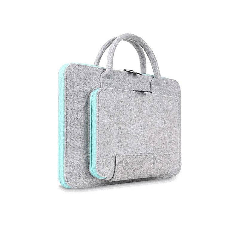 Wool Felt Laptop Bag For Mac 11 13 15 17 Mouse Bags Briefcase for Macbook Air Pro Retina For Lenovo Notebook Sleeve Case: blue and gray / 11-inch