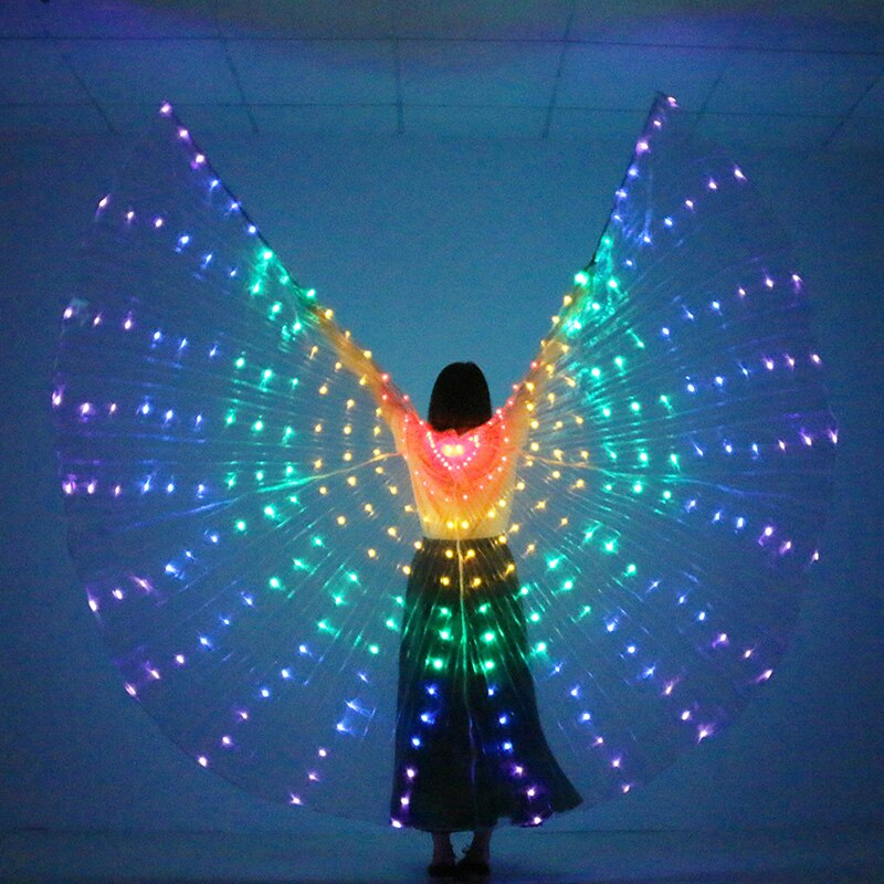 Accesorios para actuación en escenario para mujer, accesorio de baile, alas de baile LED para DJ, disfraz de alas iluminadas, alas de baile LED, colores del arco iris