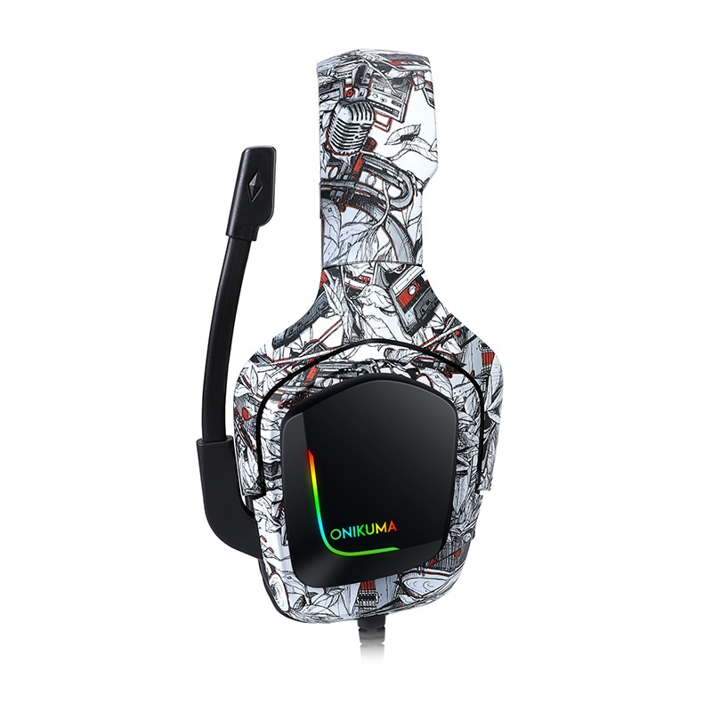 Onikuma  k20 ps4 gaming headset met usb-kabel, 3.5mm stereo hoofdtelefoons met microfoon, led-lampje, oortelefoon voor pc, laptop, tablet, gamer