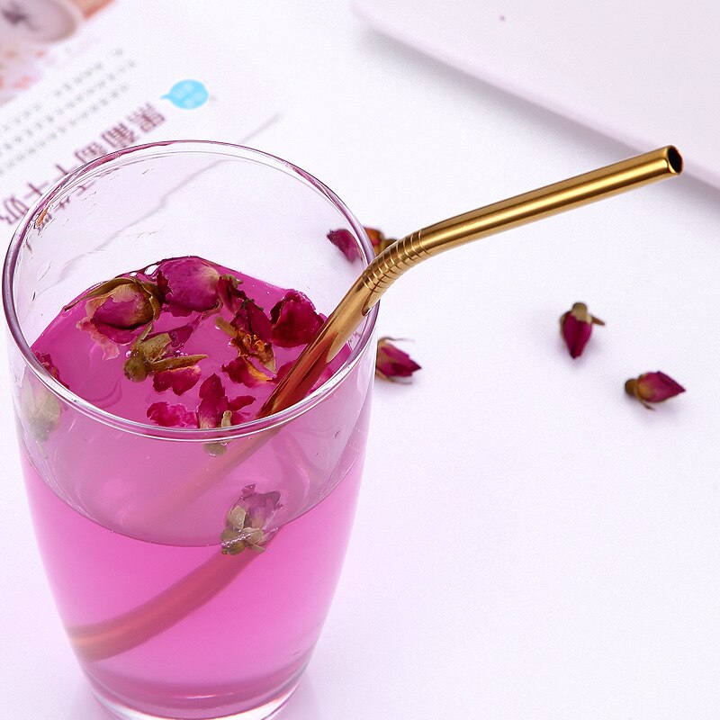 1 st Kleurrijke Rvs Stro Glas Rietjes Metalen Rietjes