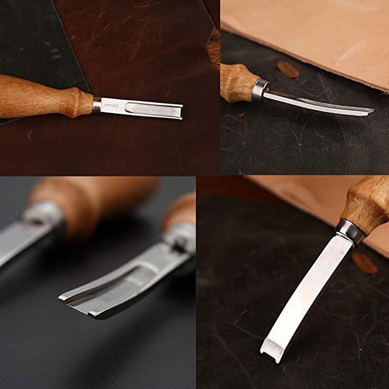 Jiwuo læderkant skiving beveler trimmer værktøj 5.8mm bred mund fransk stil træhåndtag læder skæring arbejder håndværktøj