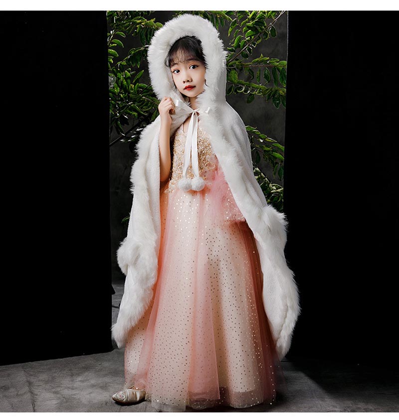 3-12T Kinderen Prinses Dikker Pluche Wraps Sjaal Bloem Meisjes Bolero Winter Warme Cape Schouderophalen Cape Bruiloft Verjaardag party Jacket