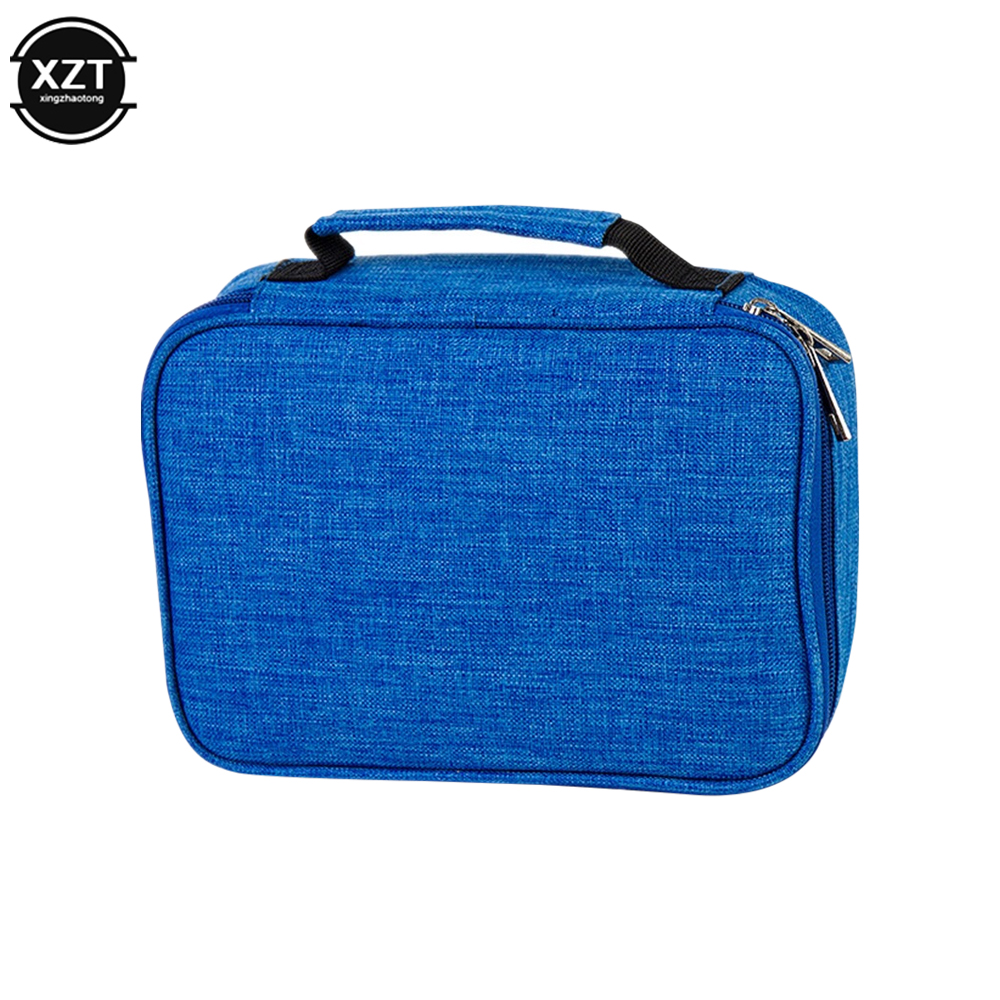 Estuches escolares universales con 72 agujeros, estuche escolar de lona con 3 compartimentos, estuche para bolígrafos de tela, bolsa para suministros de papelería para artistas: Azul