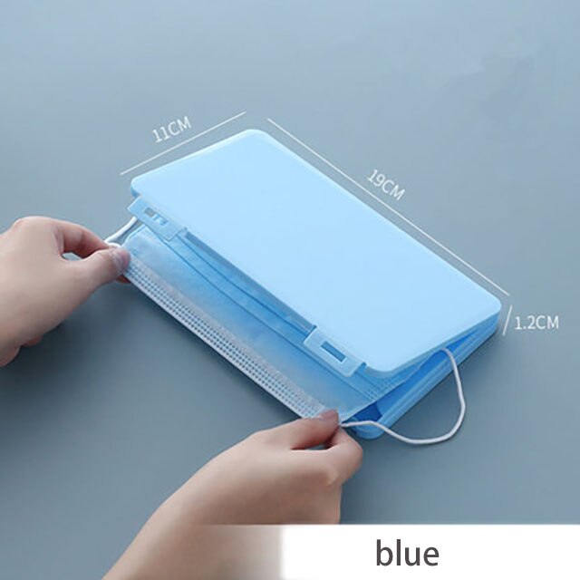 Portable Mask Box Plastic Face Mask Storage Case Boite Rangement Masque Dust Moisture Proof Kids Student Cajas Mascarillas: big blue