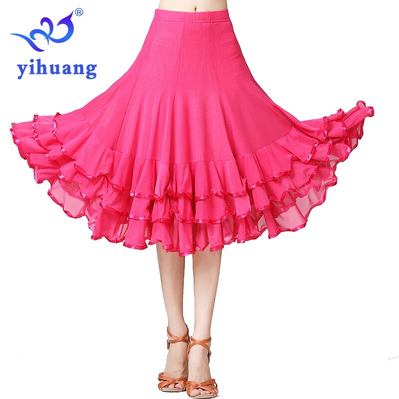 Women Ballroom Dance Skirt Performance for Tango Waltz Modern Standard Foxtrot Quickstep Dance Skirt Competition Party Dance: Rose Pink