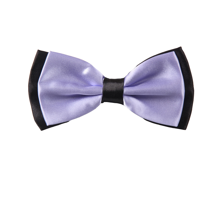 Adult Bowtie Classic Man Wedding Party Formal Satin Silk Multicolor Adjust Neck Bow tie style Clip-On: light purple