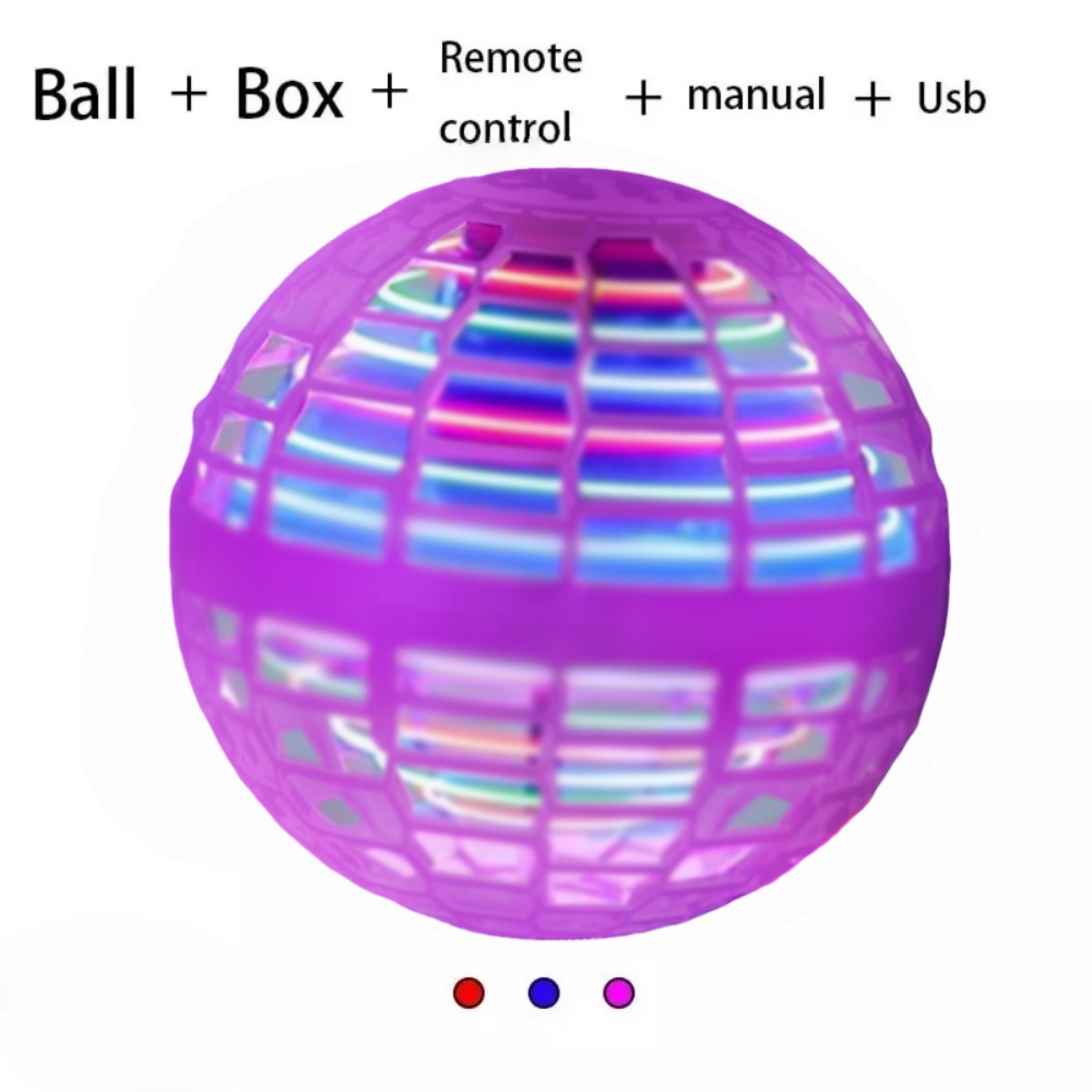 Flying Ball with Lights Cosmic Globe 360° Rotating Suspension Ball Hand Controlled Color LED Suitable for Indoor and Outdoor Toy: WHITE