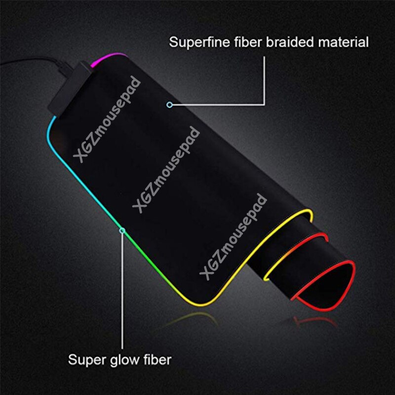 Mairuige Red Black Abstract Large RGB Mouse Mat Locked LED Lighting Rubber Gaming Mousepad Anti-slip for Computer PC Mice