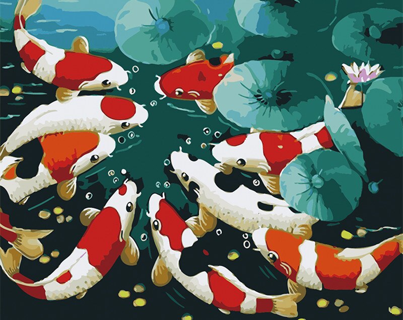 HUACAN Pictures By Numbers Animals Fish HandPainted Kits Drawing Canvas Oil Painting Home Decoration DIY: SZHC1435