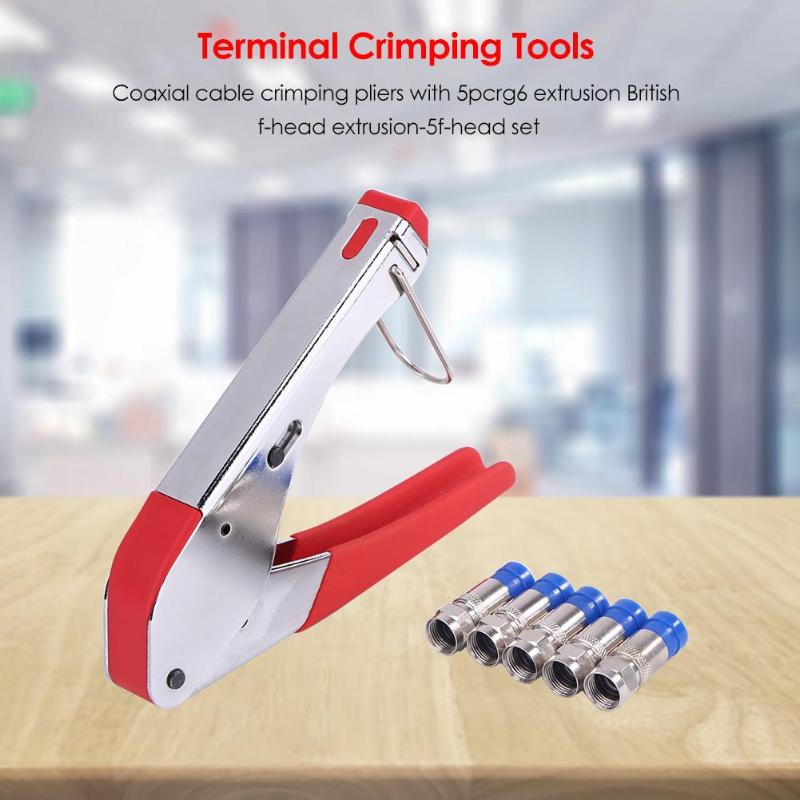 Stripping Terminal Connector Compression Tool For RG6 F Fitting Coaxial Cable Crimper Striper Wire Stripping Pliers Kit