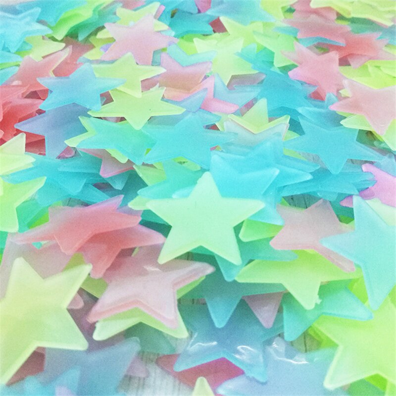 50pcs/bag Multicolor Star Glowing In The Dark Sticker Lighting in Night Art Stickers Best Children&#39;s room decoration