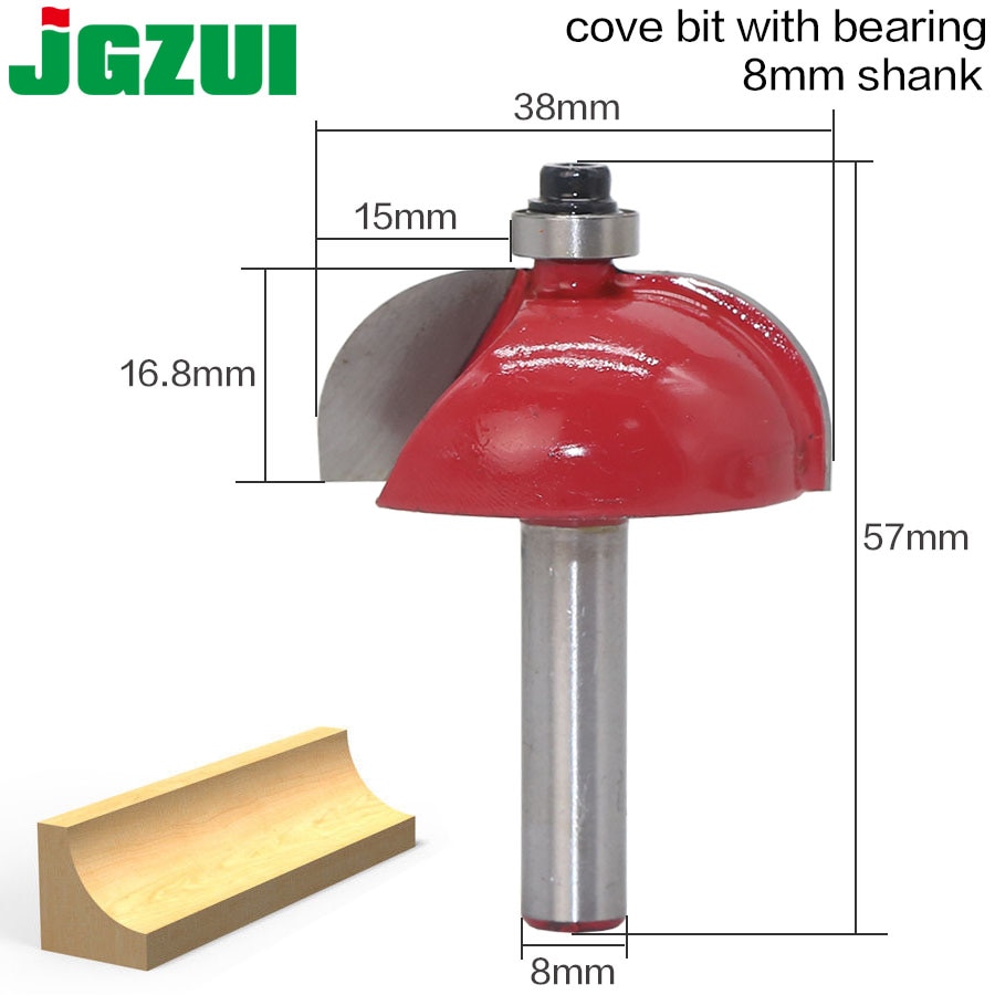 1pcs/set Cove Bit With Bearing 8mm shank Cove Edging and Molding Router Bit - 7/8" Radius - 8" Shank