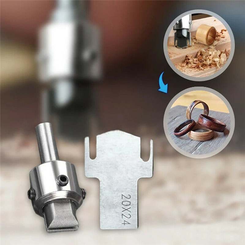 6PCS Premium Finger Ring Drill Bit Carbide Blades Handle Drill Woodworking Milling Cutter Ring Molding Tool DIY 18/19/22/24mm