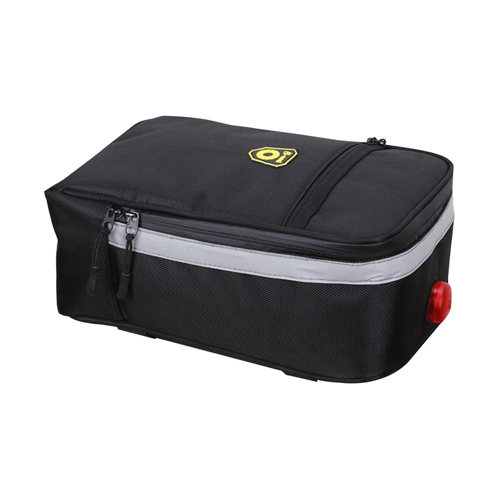 Bicycle Front Storage Bag Zipper Rack Bag Two Compartments Pannier Trunk Bag with Taillight Motorcycle Bike Accessories: Black 2