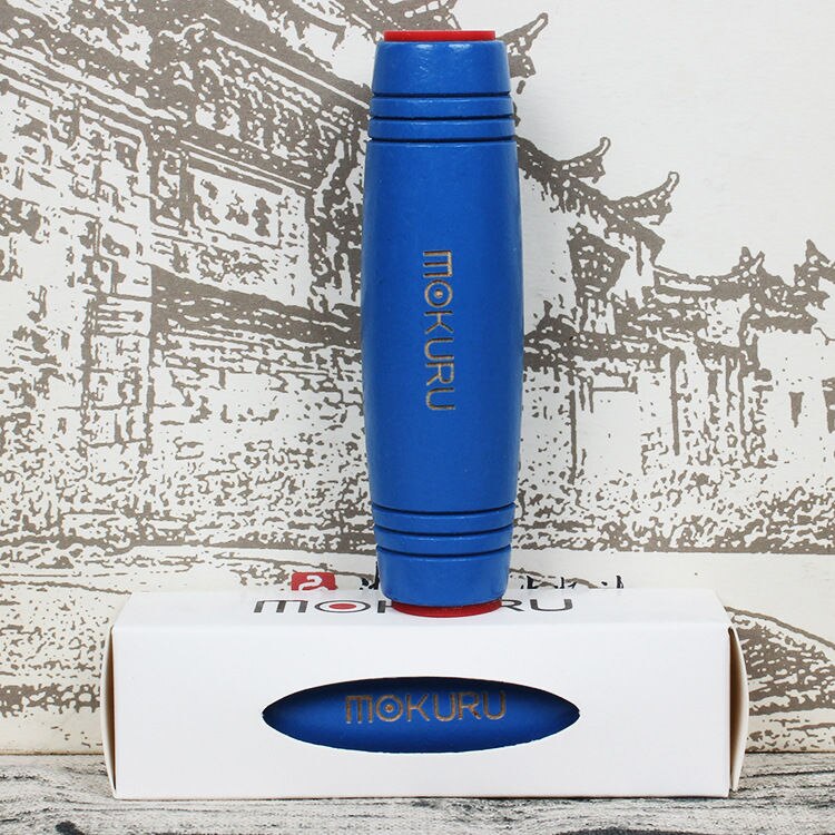 Wooden Fidget Hand Spinner Funny Stress Reliever Flip Stick Hand Decompression Concentrate Toy Japanese Rolling Stick Toy L0271: Blue