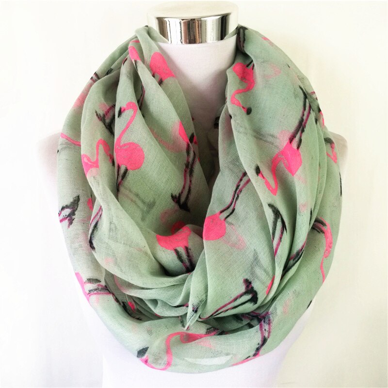 Bufanda de flamencos infinity para mujer, pañuelos circulares pequeños de animales de , bufanda de lazo gris Beige, bufanda de anillo de pájaro para mujer