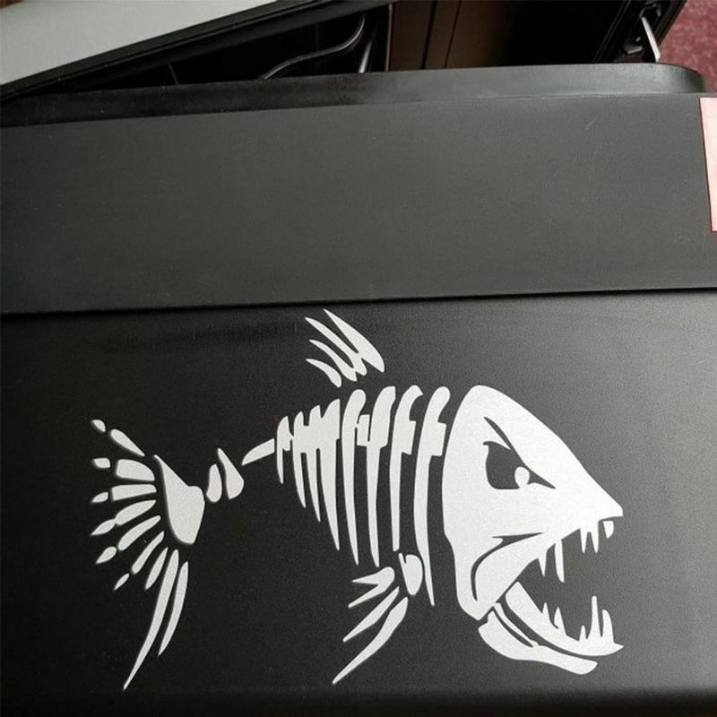 1Pc Skelet Vis Boten Stickers Huisdier Reflecterende Graphics Venster Vissen Dinghy Boot Accessoires Auto Voor Kayak Kano Sticker S5T4