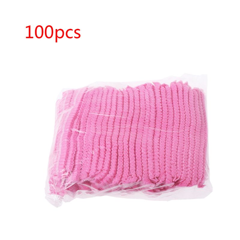 100 stuks non-woven wegwerp bouffantkapje met dubbele pees en anti-stof haarbedekking  k4ua