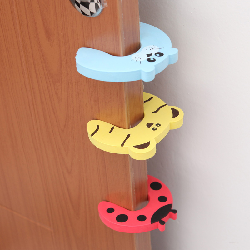 Tope de puerta con dibujos de animales, cerrojo para mejorar el hogar, seguridad para bebés y niños, Protector de dedos, pellizco, Tope de puerta, 3 unids/set por Set
