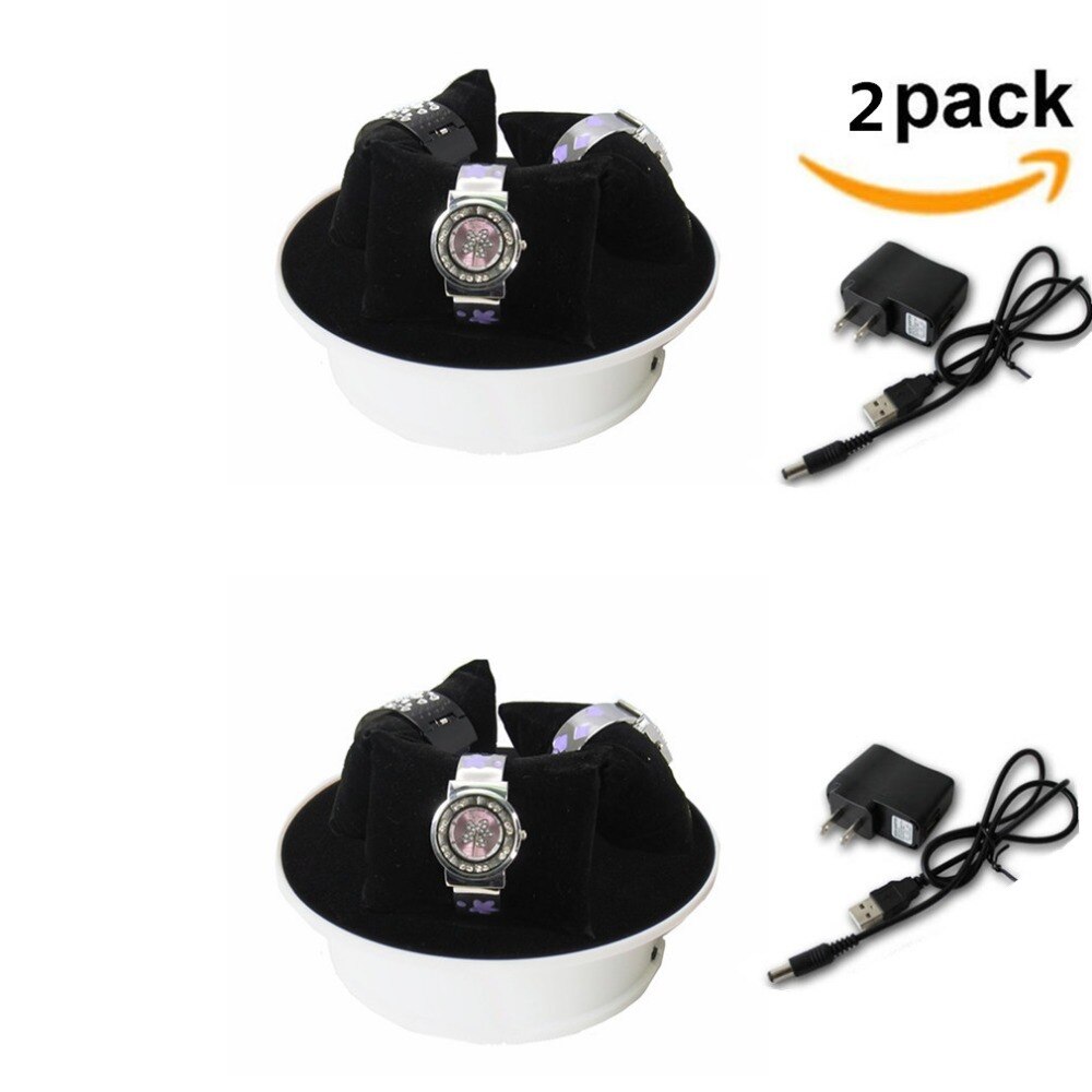 2pack 20cm Electric Motorized Rotating Display Stand Turn Table with Black Felt Top and AC Adapter