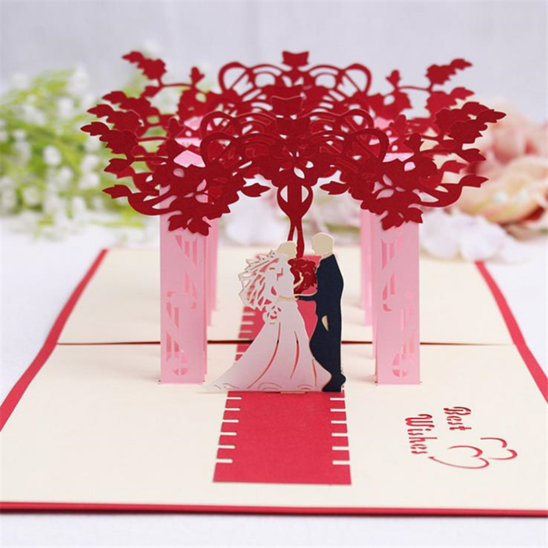 Doreenbeads Creatieve 3D Kaarten Bruiloft Zegen Kaart Bruid En Bruidegom Papier Snijden Diy Vouwen Kaart Voor Bruiloft Uitnodiging