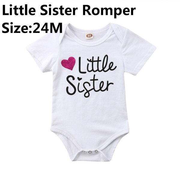 Neue lässig Neugeborenen Baby Junge Mädchen Sommer T-Shirt Kurzen Ärmeln groß Bruder Spitzen Kleine Schwester Strampler Nette Outfit 0-5 T: kleine Schwester 24M